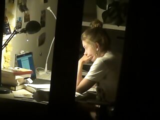 spy cute teenage with hidden cam masturbation after homework